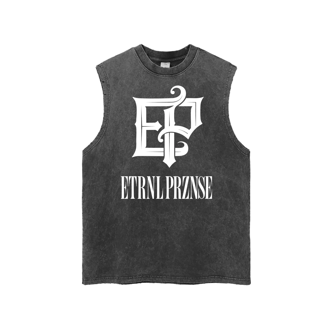 Washed Sleeveless - White print