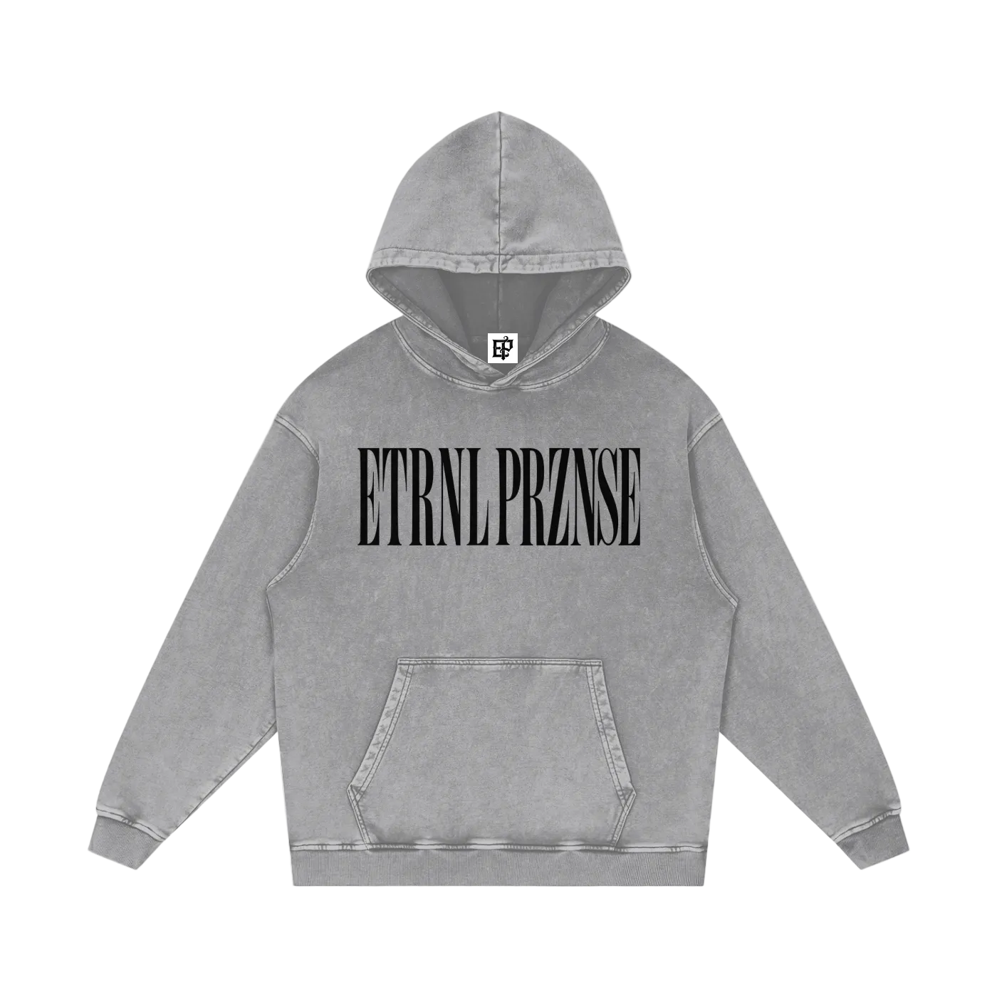 Snow Washed Black Logo Hoodie